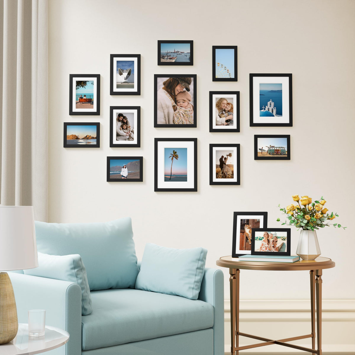 Vittanly 15 Pack Picture Frames Collage Wall Decor, Wall/Tabletop Display