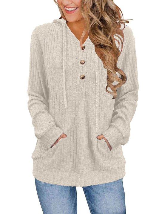 XMTOPYE Womens Sweaters Winter Clothes Fall Fashion Hooded Henley Pullover