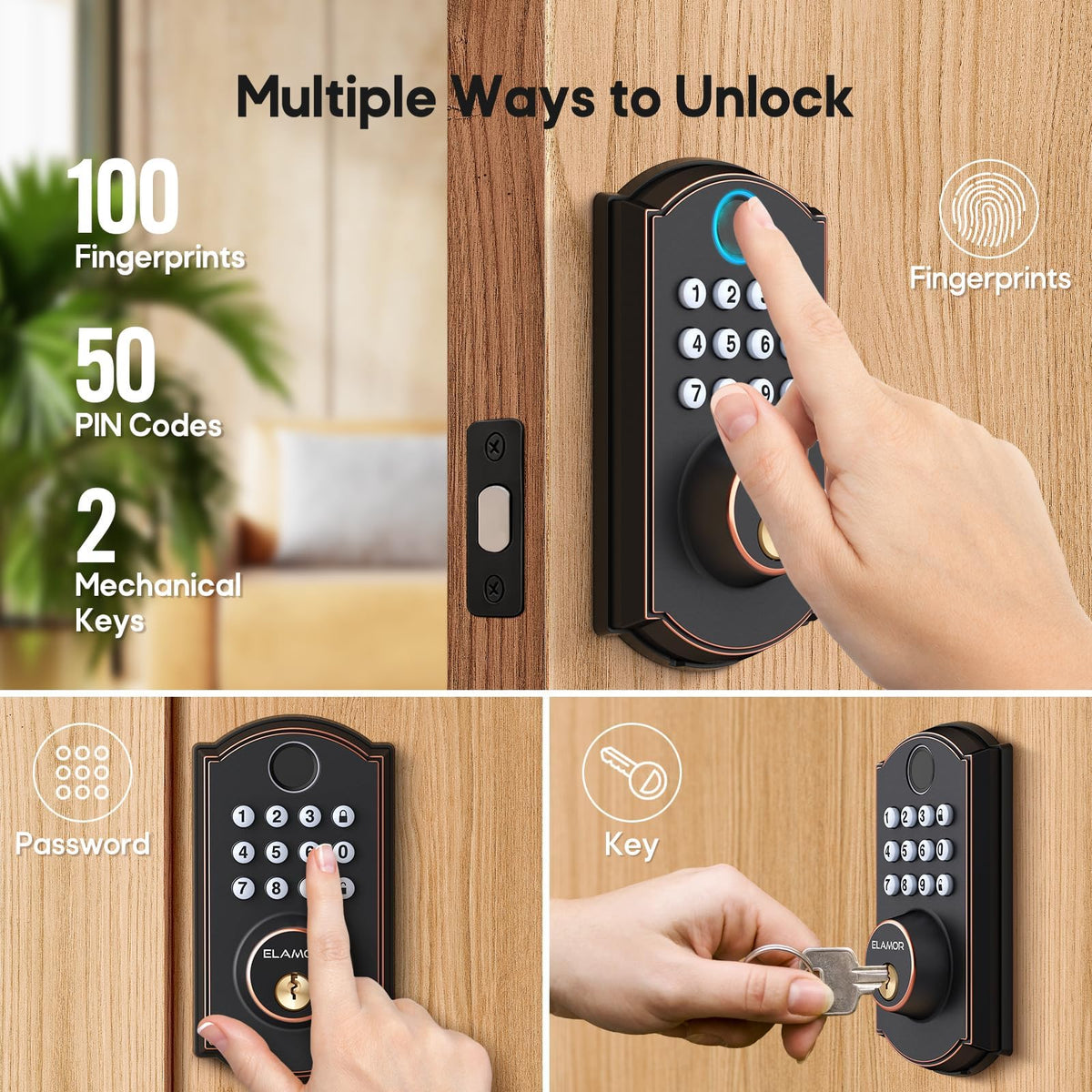 M19 Fingerprint Door Lock, Smart Keyless Entry Deadbolt for Front Door ORB