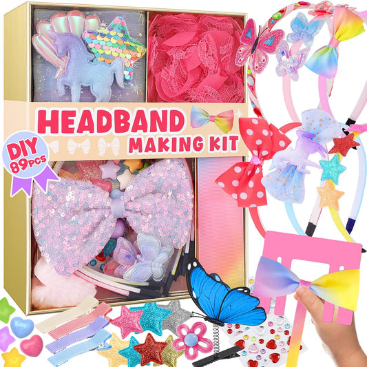 yasest Headband Making Kit - 89pcs DIY Craft Gift for 5 6 7 8 Year Old Girl