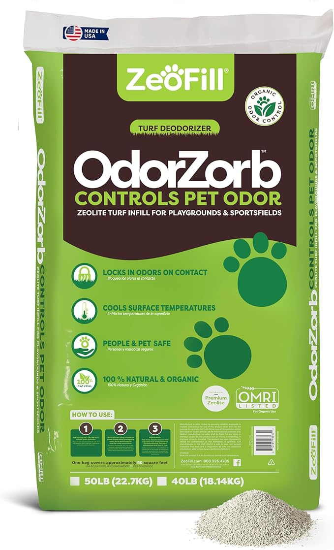Premium Outdoor Odor Infill - 40lbs. Bag ��� Pet Urine Odor Eliminator for Artificial Turf, Grass, Playgrounds, & Sport Fields ��� 97% Pure Clinoptilolite Zeolite ��� Odor Elimi