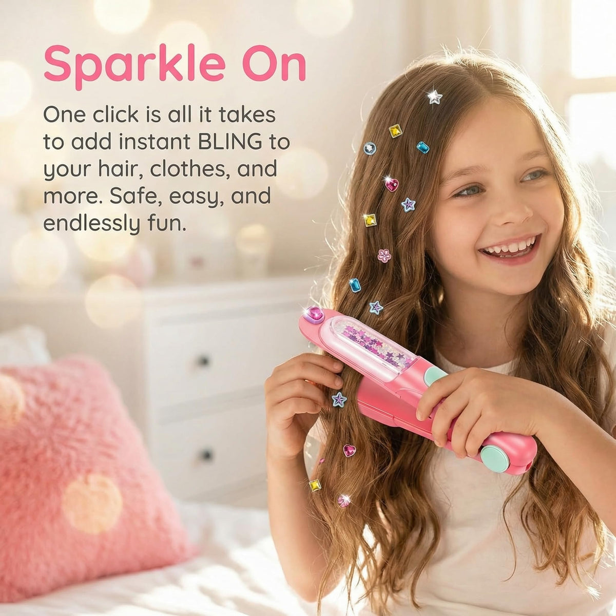 Hair Gem Stamper Kit, Bling Hair Accessories Toy & Gift for Girls Ages 3-12