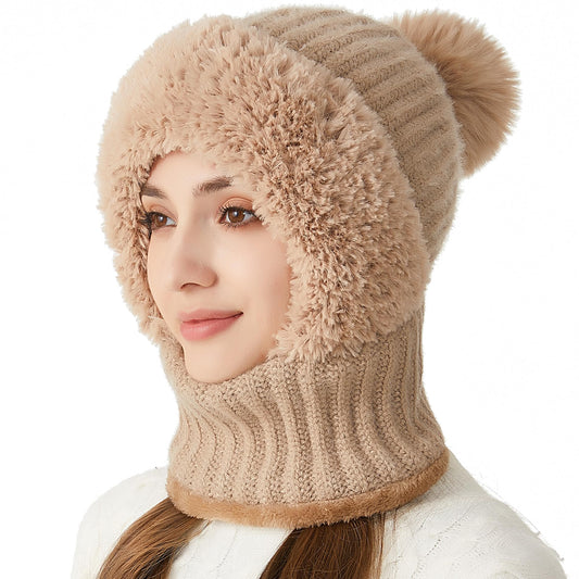 HUAMULAN Women Winter Knit Beanie Hats One Piece Fleece Lined Balaclavas