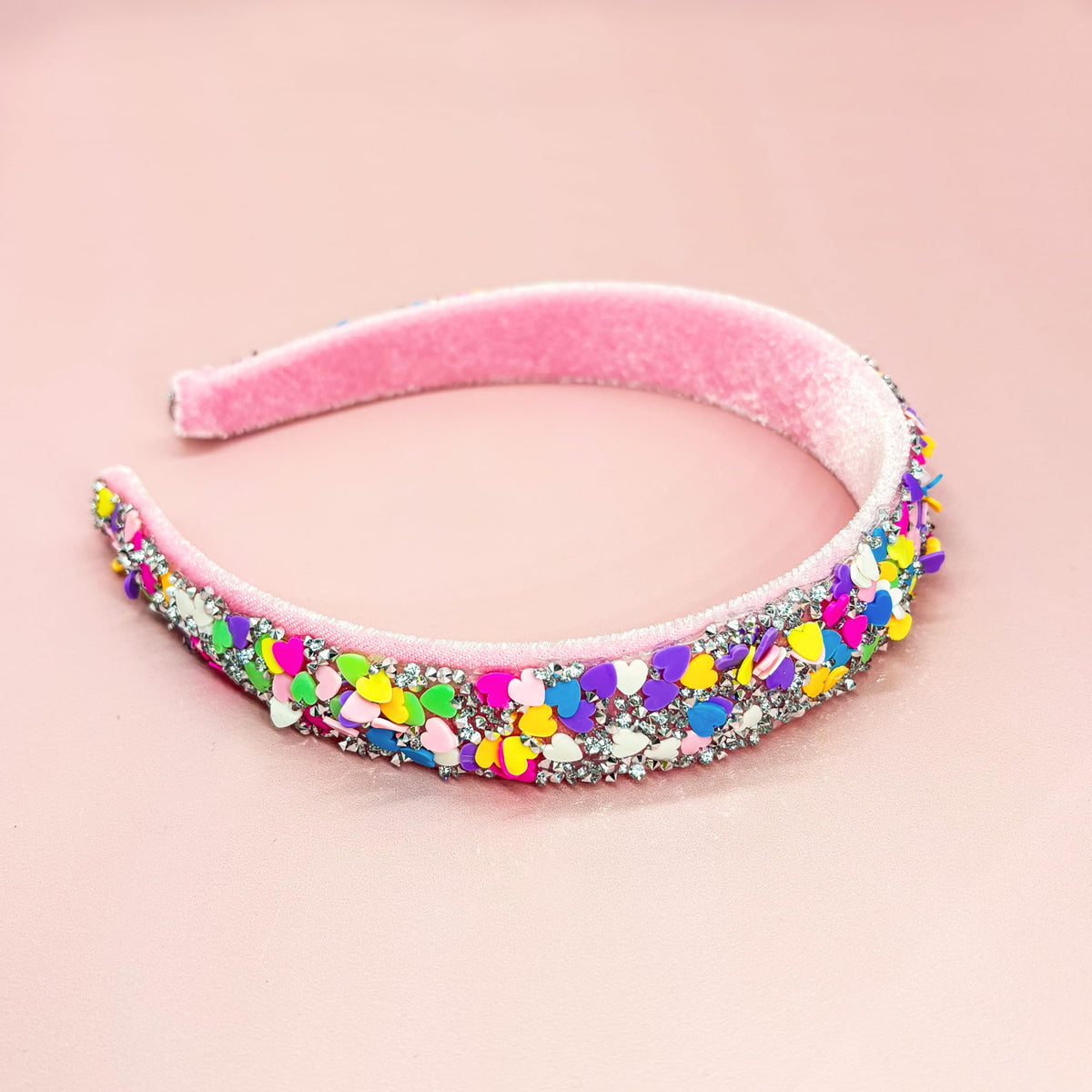 FROG SAC Headbands for Girls - Heart Head Bands for Kids, Wide Rainbow Hair Band for Little Girl, Sparkly Hair Accessories for Toddler Children, Easter Basket Stocking Stuffers (Rainbow Hearts)