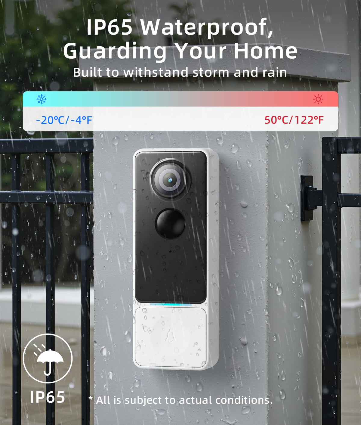 Andyssey Video Doorbell Camera Wireless 3MP HD, Free Human Motion Detection