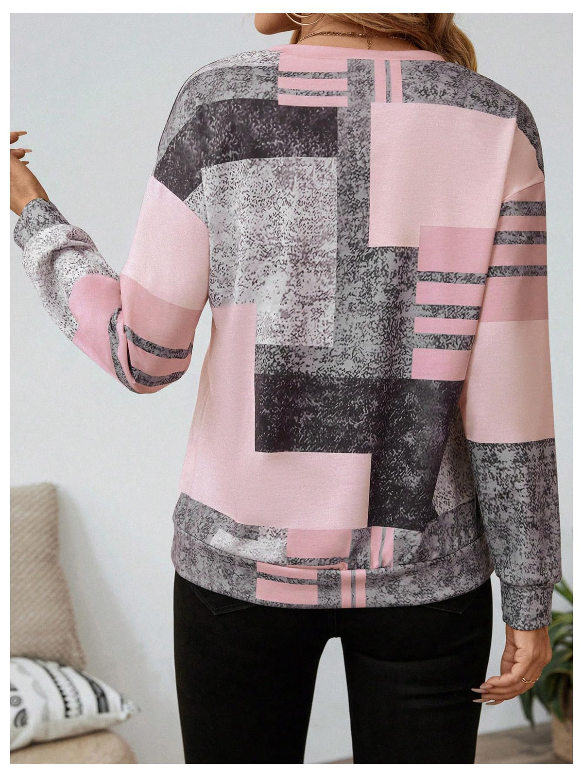 SOLY HUX Women's Color Block Printed Quarter Zip Sweatshirt Pullover Tops