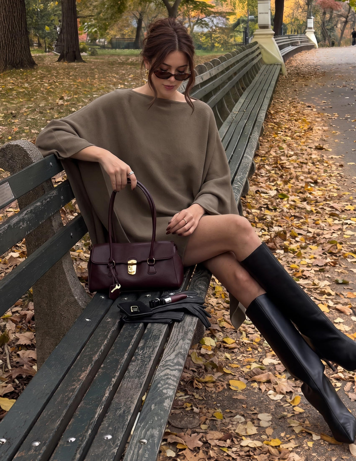 ZESICA Women's Fall Batwing Oversized Knitted Shawls Poncho Sweaters Coffee