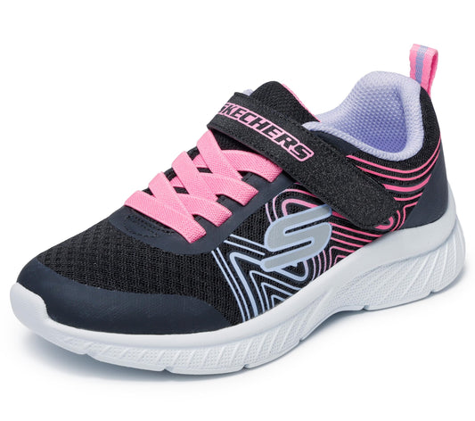 Skechers Unisex-Child Microspec Plus - Swirl Sweet Sneaker, Black/Multi, 2 Little Kid