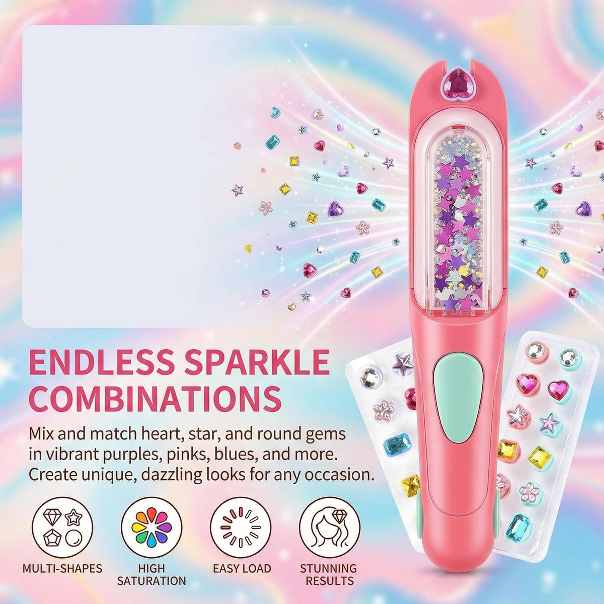 Hair Gem Stamper Kit, Bling Hair Accessories Toy & Gift for Girls Ages 3-12