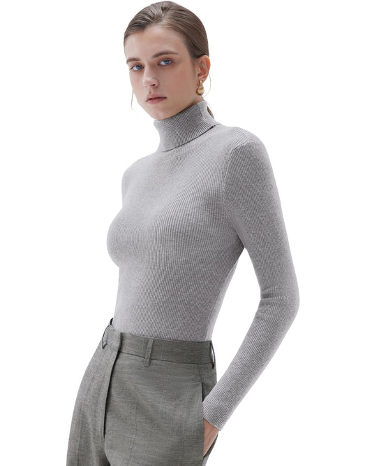 SUUKSESS Women Turtleneck Cashmere Blend Sweater Basic Thermal Tops