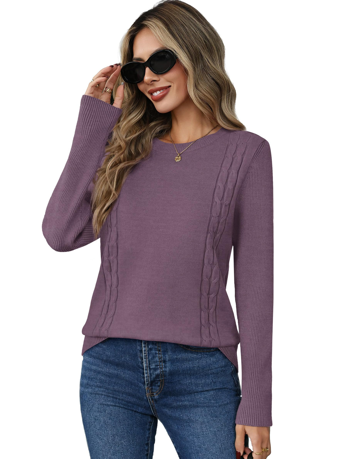 Sweaters for Women's Clothing Cozy Sweaters Fall Clothes 2026 Grey Purple S
