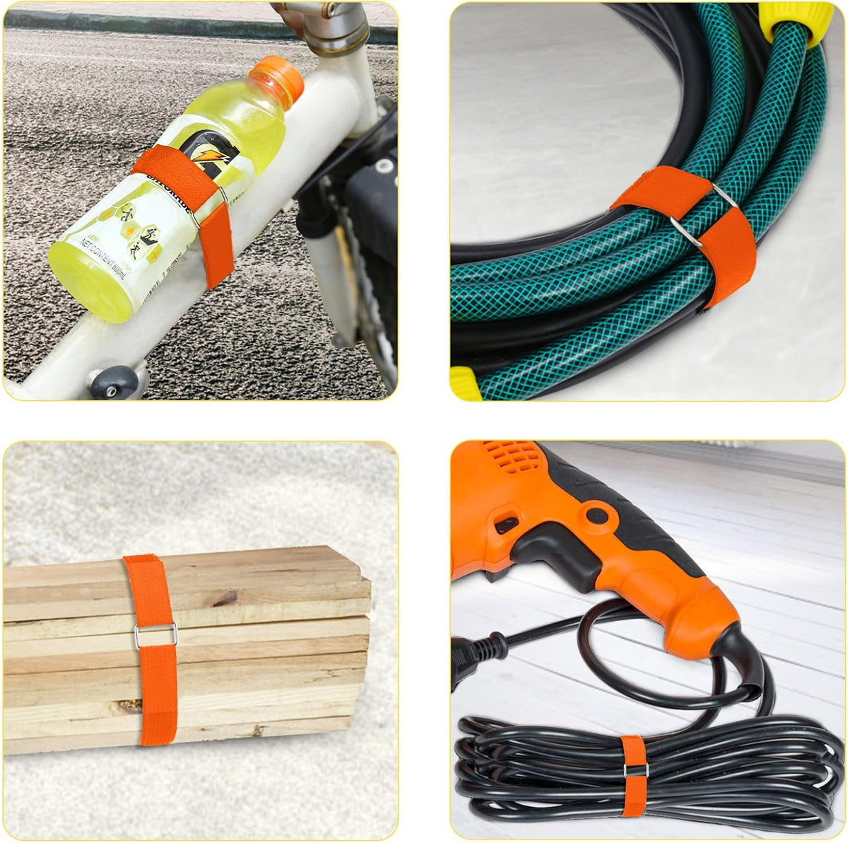 1"x16ft Hook and Loop Straps with 25 Metal Buckles, Adjustable Fastening Cable Straps, Cut-to-Length Cinch Strap, Reusable Nylon Securing Cord Ties for Organizer or Storage, 1 inch Wide,Orange