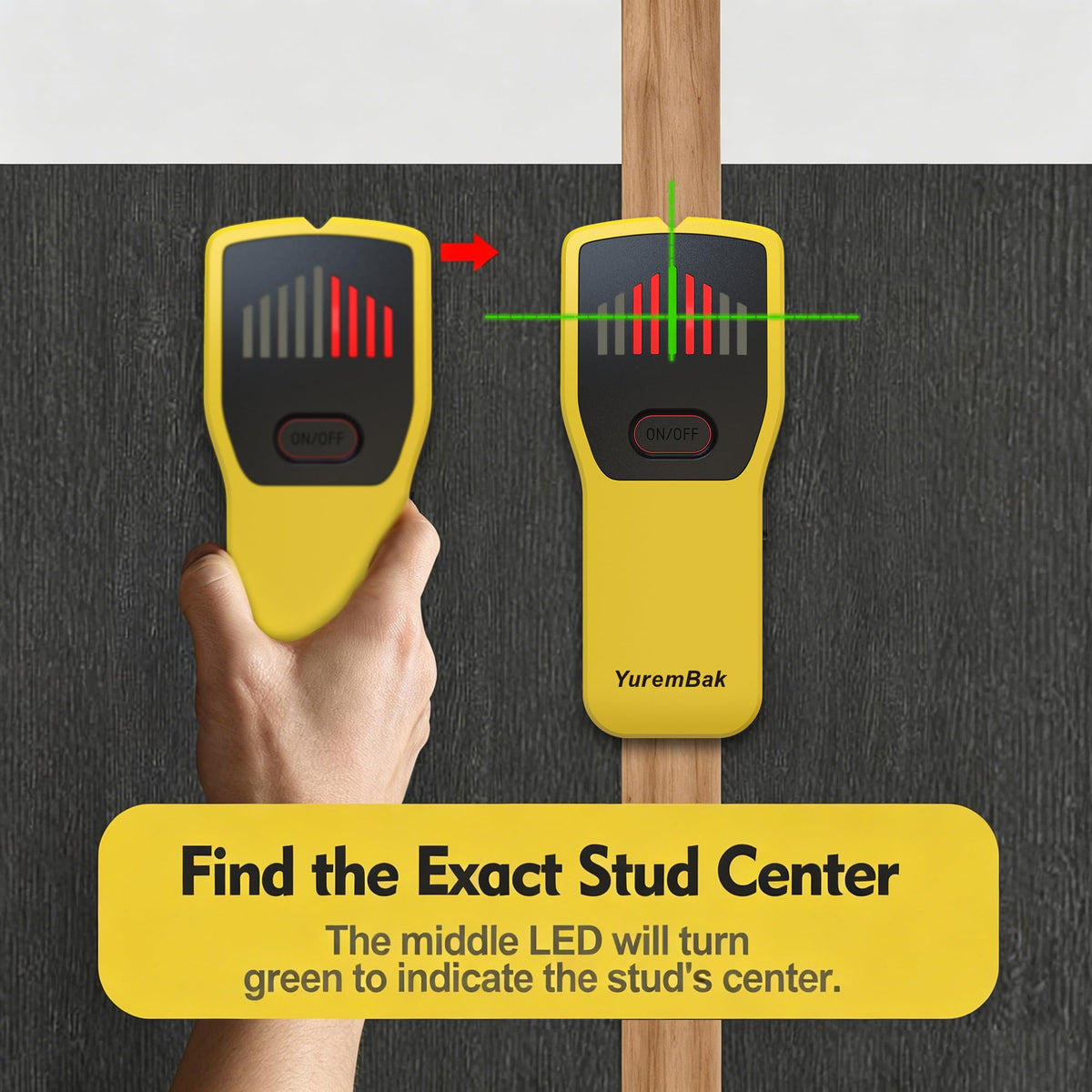 YuremBak Stud Finder Wall Scanner High Accuracy Wood & Metal Stud Detector