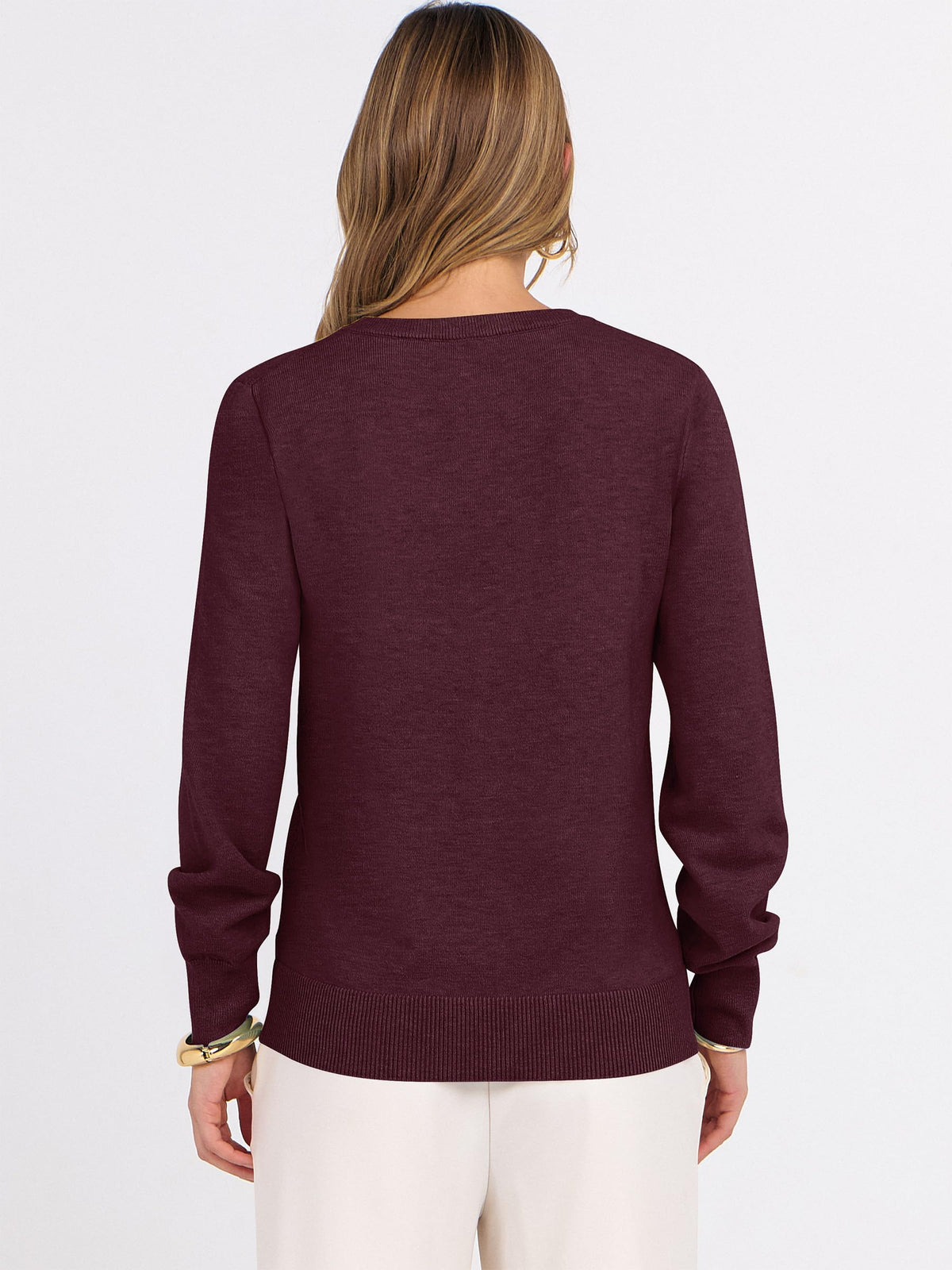ANRABESS Women���s Fall Long Sleeve V Neck Lightweight Sweaters Top Da