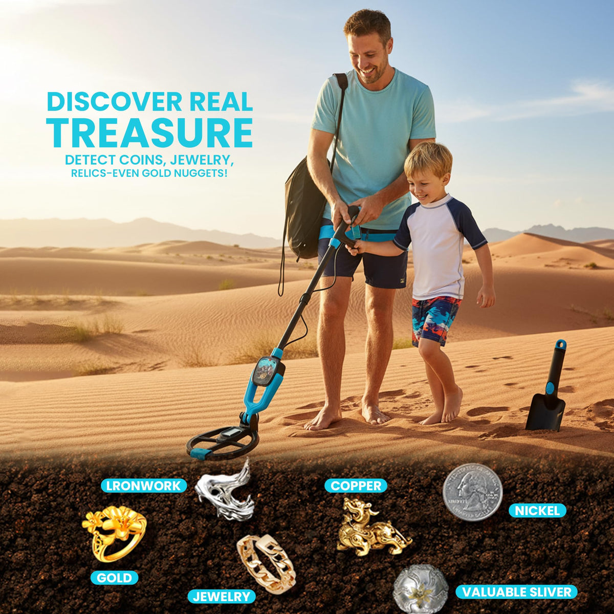 RIPTIC Metal Detector for Kids ��� Lightweight Kids Metal Detector with Adjustable Stem, LED Depth Display, Waterproof Search Coil, Shovel, Rake & Carry Bag ��� Outdoor Treasure