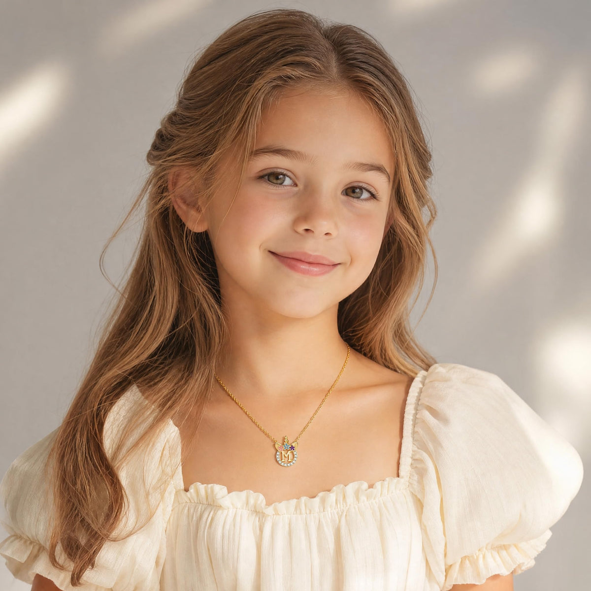 POSHJEW Necklace for Girls - 14K Gold Plated Initial C Unicorn Necklace Birthday Gifts Jewelry Unicorn Gifts for Girls 8-12