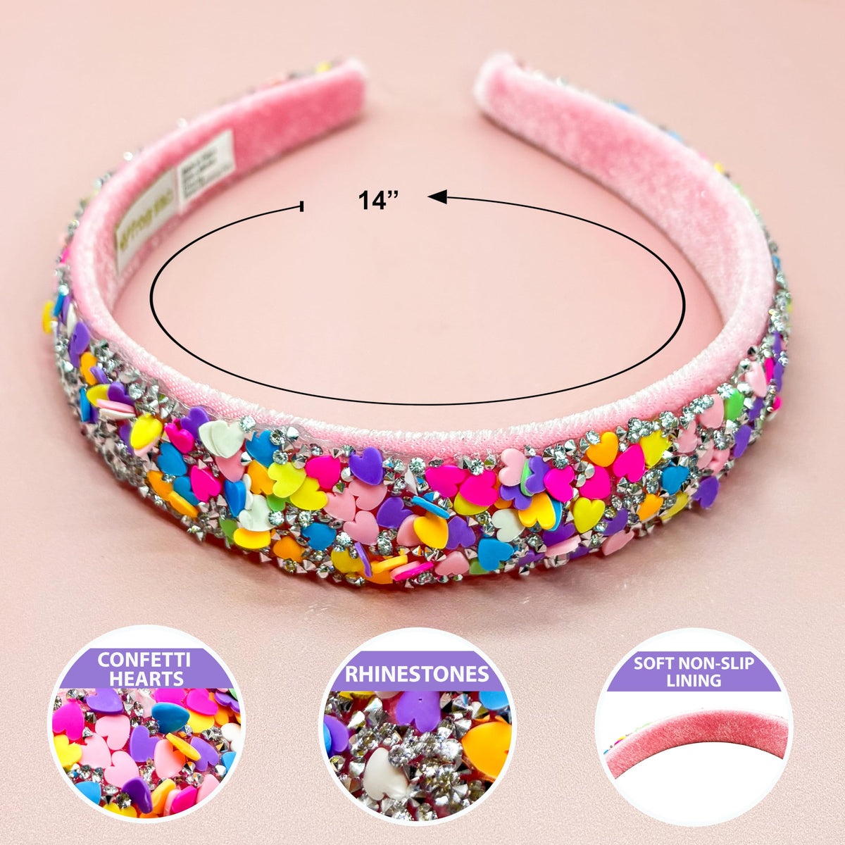 FROG SAC Headbands for Girls - Heart Head Bands for Kids, Wide Rainbow Hair Band for Little Girl, Sparkly Hair Accessories for Toddler Children, Easter Basket Stocking Stuffers (Rainbow Hearts)