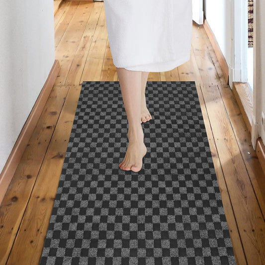 Custom Size Backed Non-Slip Area Rugs Runner, Easy Clean, Waterproof Runner Rugs for Hallway Entryway, Kitchen, Laundry, 3FT x 65FT, Gray Checkered