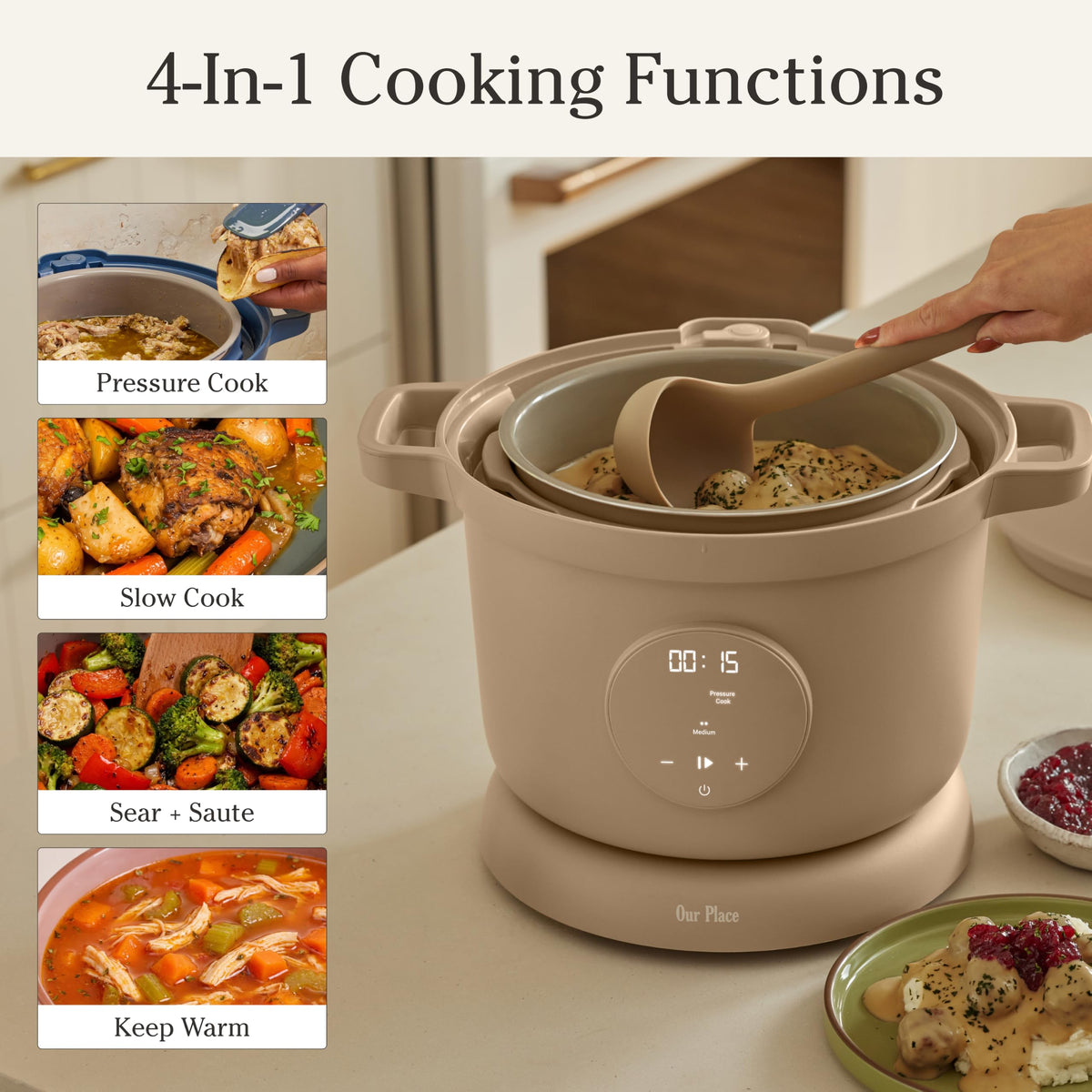 Our Place Dream Cooker, 6 Qt Ceramic Nonstick Pressure Cooker & Multicooker