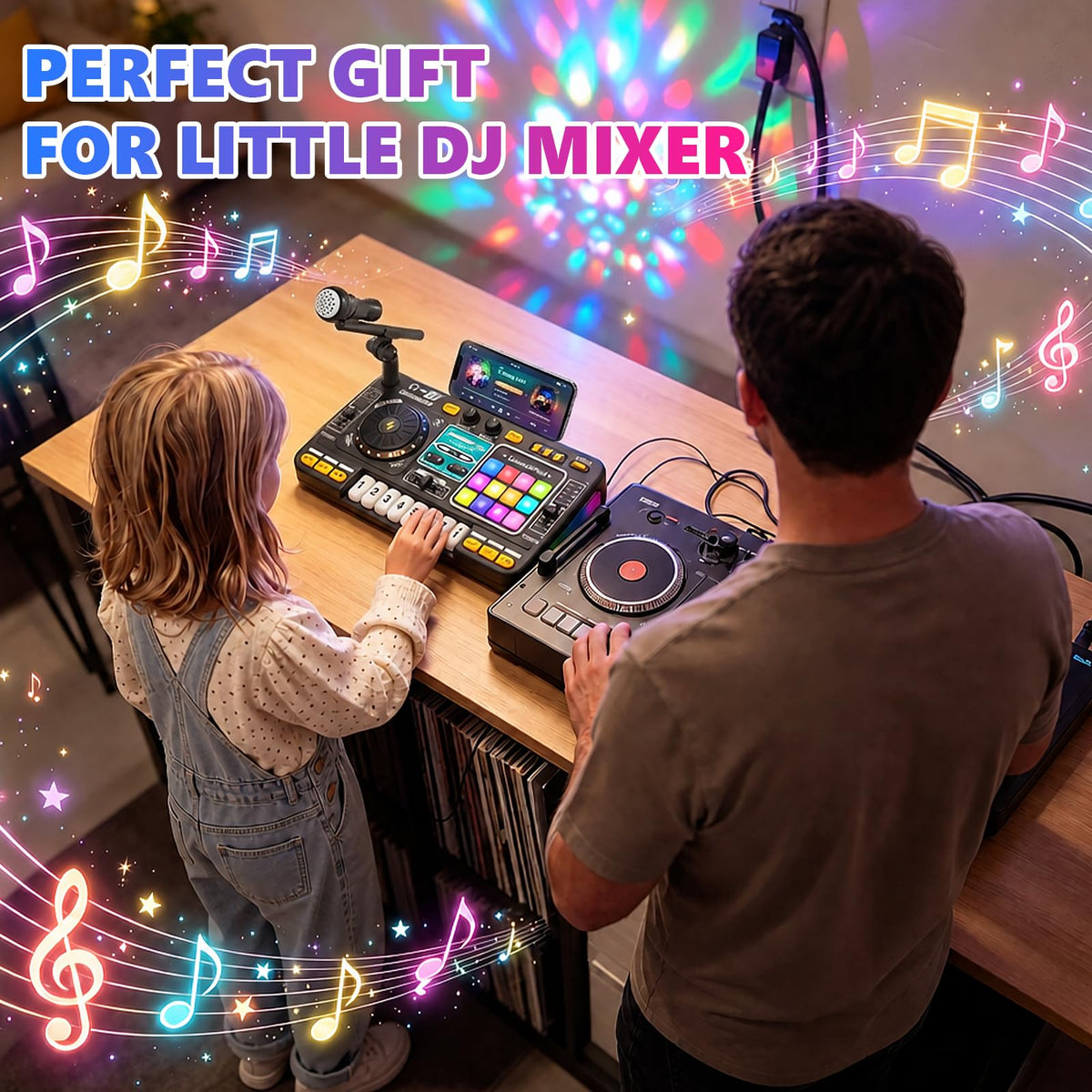 VLQ Kids DJ Mixer Table, Musical DJ Set for Kids with Lights & Bluetooth