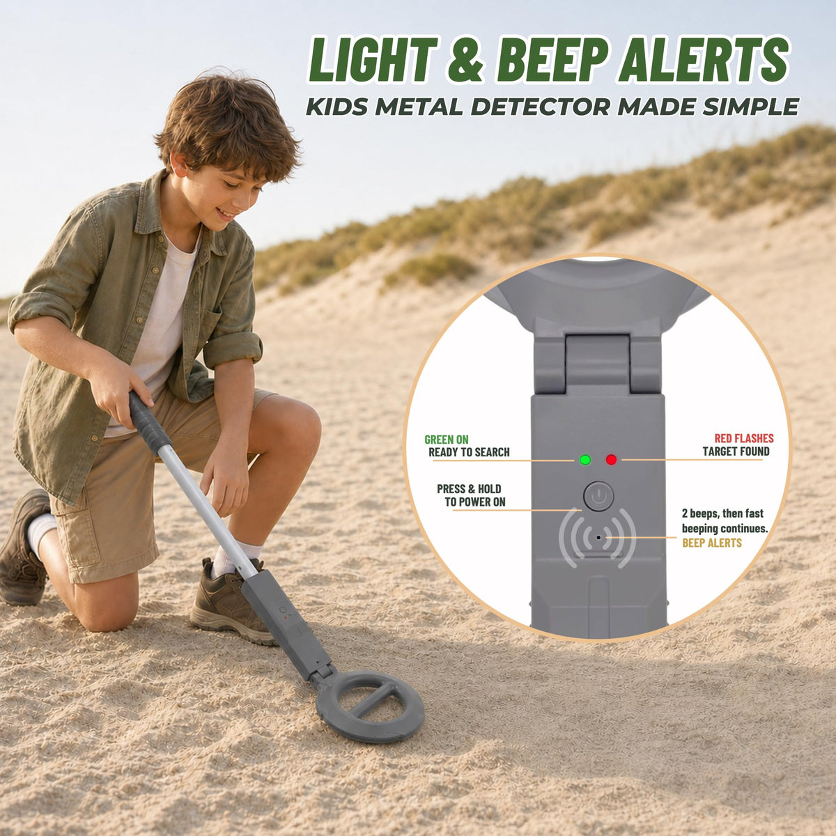 Qumiimet Kids Metal Detector Ages 4-8, Beach Treasure Hunt, Birthday Gift