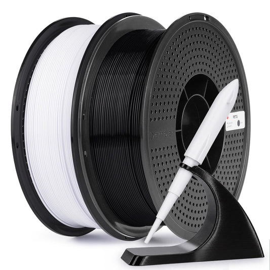 AMOLEN PETG 3D Printer Filament 1.75mm, High-Speed, 2KG Black+White Bundle