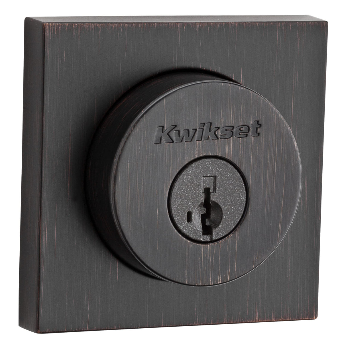 Kwikset Halifax Deadbolt Lock, Venetian Bronze Square Exterior Keyed Front Entry Door, Pick Resistant SmartKey Rekey Security, Single Cylinder Dead Bolt, with Microban Protection