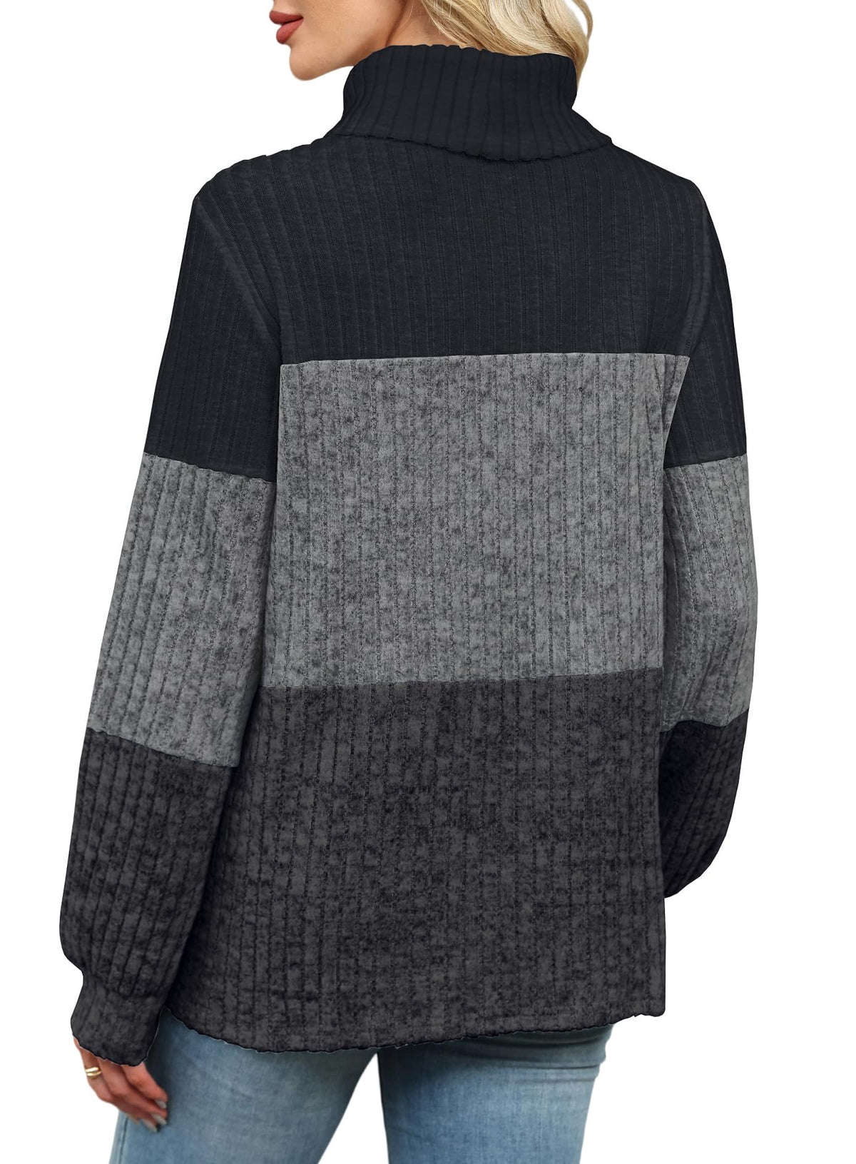 Womens Sweaters Plus Size Winter Clothes Fall Fashion 2026 Turtlenecks Boho Tops Long Sleeve Going Out Ladies Tops and Blouses Color Block M