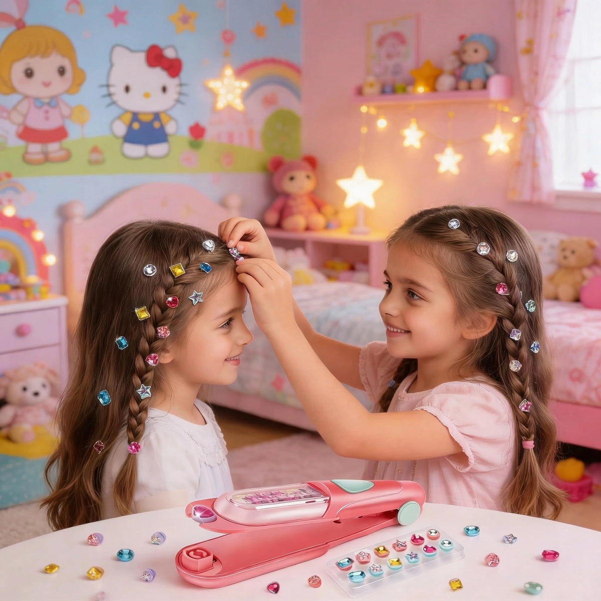 Hair Gem Stamper Kit, Bling Hair Accessories Toy & Gift for Girls Ages 3-12