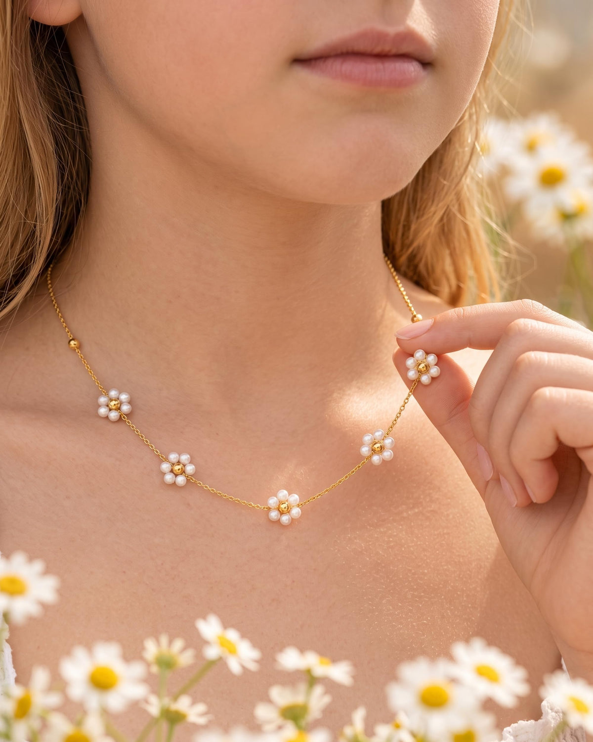 Daisy Pearl Necklace as Gifts for Teen Girls Women, Girl Jewelry Daisy Gift