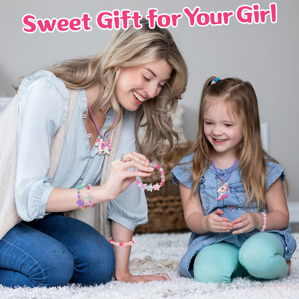 Kids Jewelry for Girls 4-6, Toddler Little Girls Play Jewelry Set 3-5 6-8