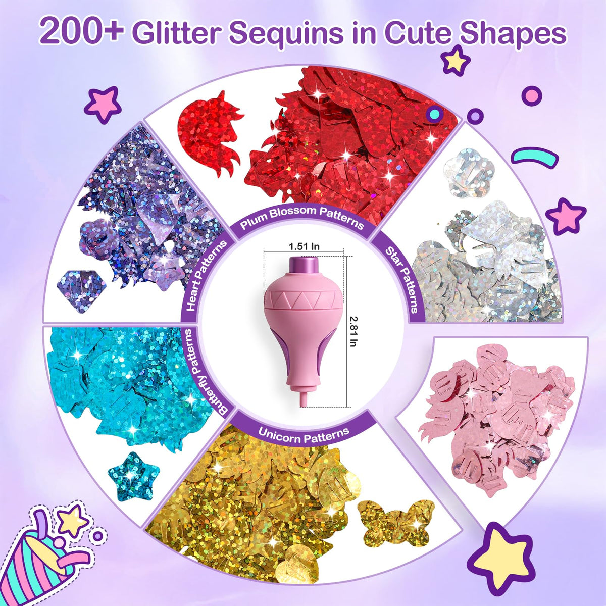 GlamLoops Hair Gem Stamper Kit ��� Hair Jewelry & Bling Craft Toys for Girls ��� Sparkling Hair Accessories with Glitter Sequins ��� DIY Hair Arts Crafts ��� Birthday Gifts for 5 6