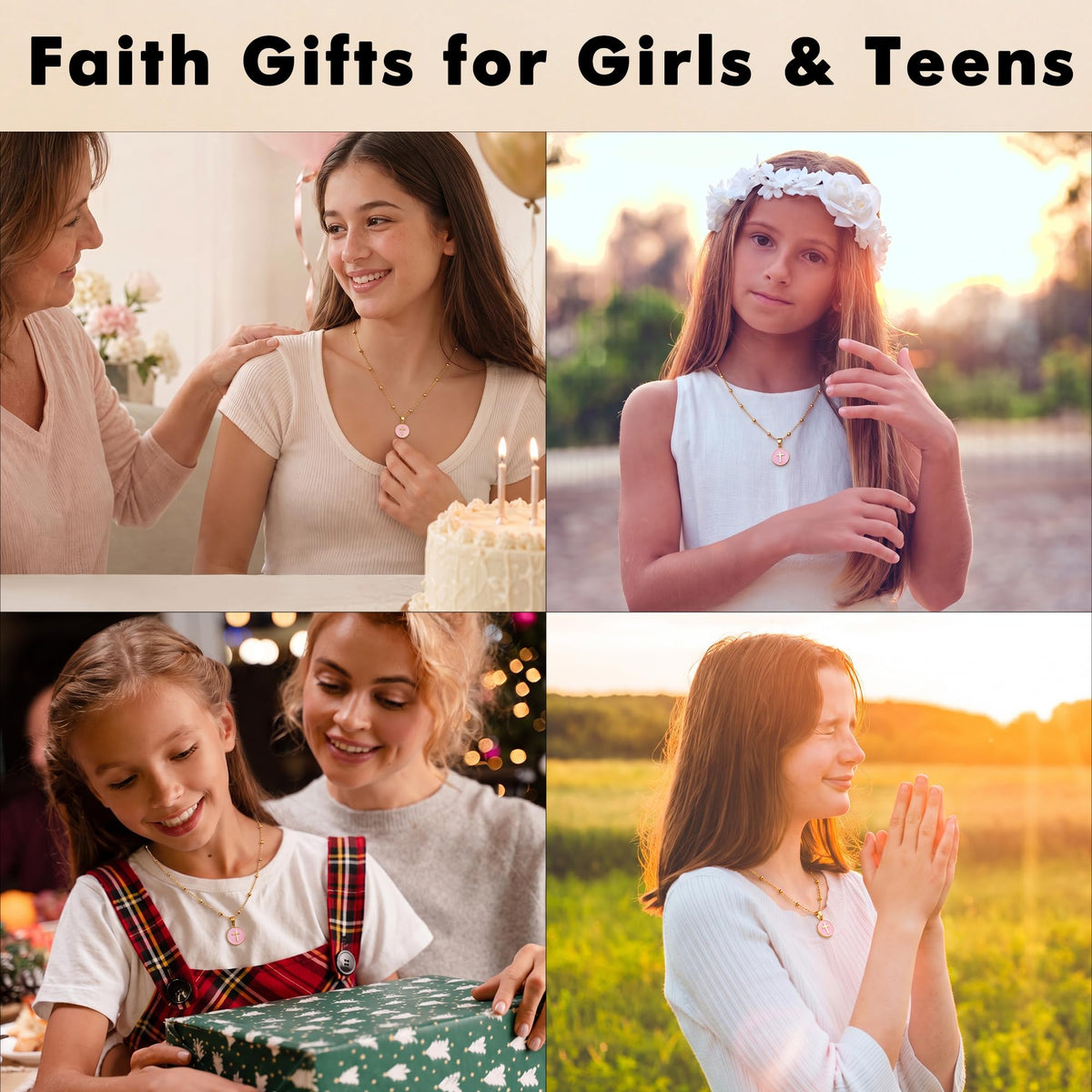 Tarsus Cross Necklace for Girls, Christian Jewelry Tween Teen Girl Gifts