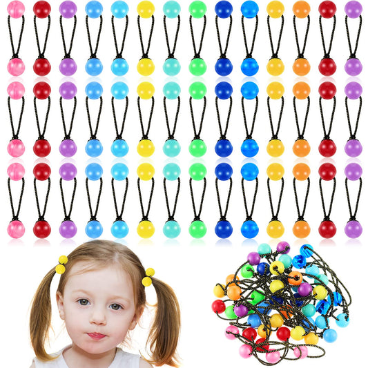 36 Pieces Hair Ties Balls Ponytail Holders Colorful Twin Bead Ponytail Balls 80s 90s Elastic Hair Accessories for Baby Kid(16 mm,Colorful)