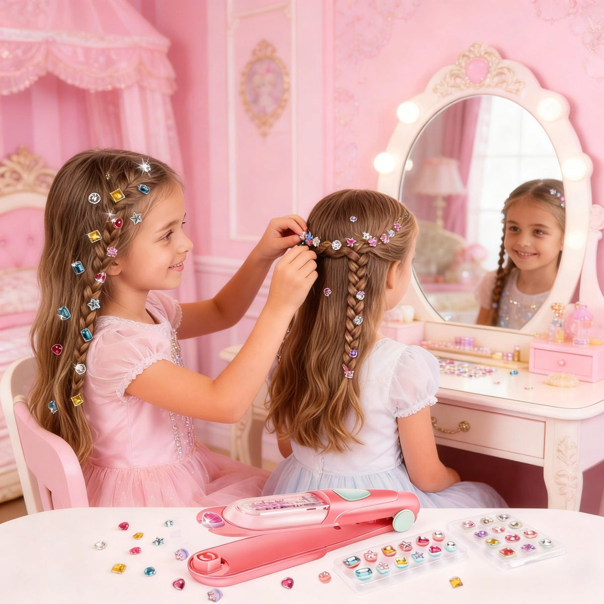 Hair Gem Stamper Kit, Bling Hair Accessories Toy & Gift for Girls Ages 3-12
