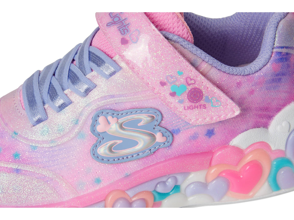 Skechers Kids Girls Eternal Heart Lights Sneaker, Link Pink/Multi, 13 Little Kid