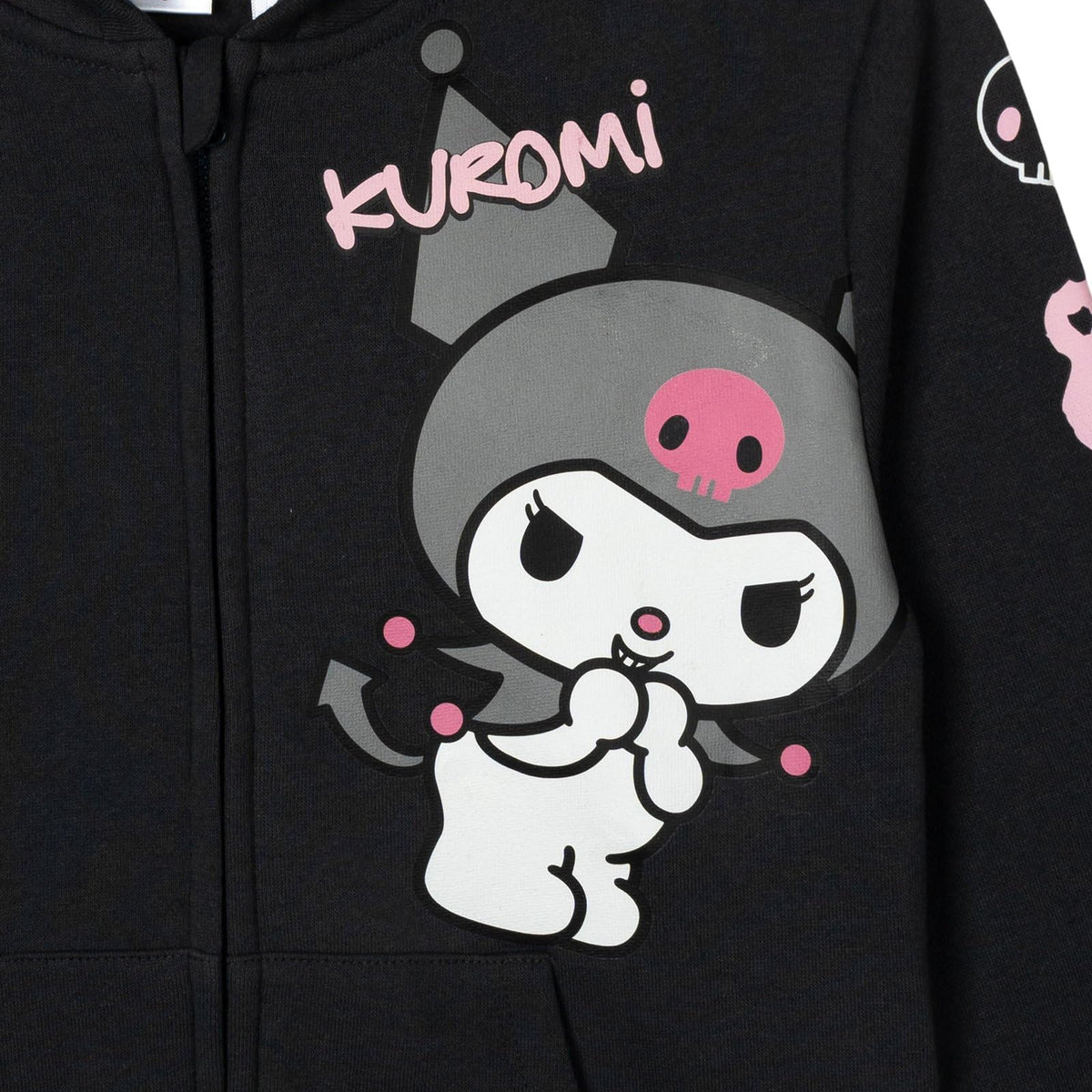 Kuromi Girls Fleece Zip-Up Hoodie