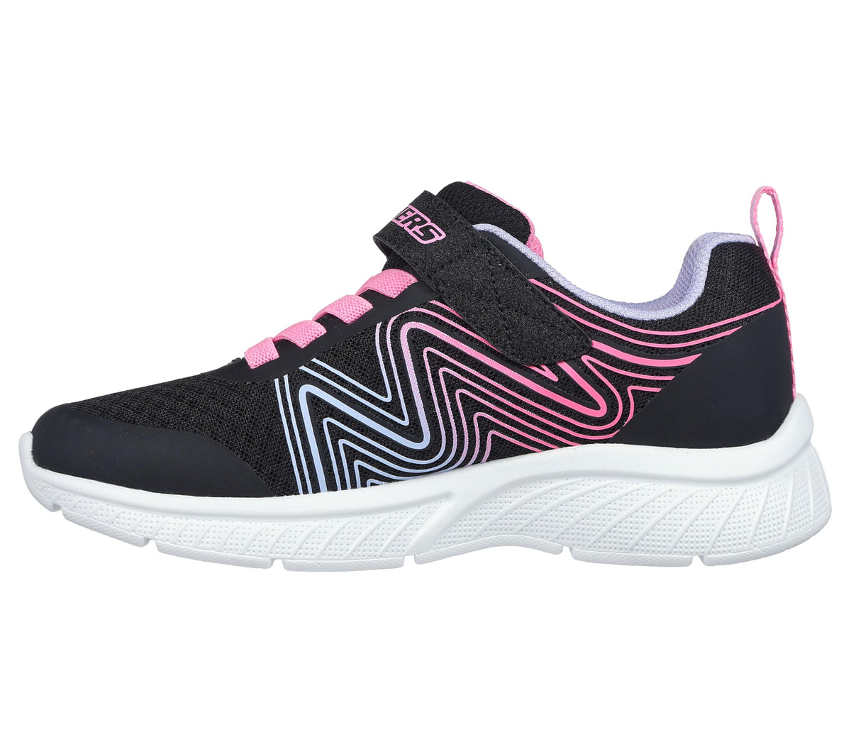 Skechers Unisex-Child Microspec Plus - Swirl Sweet Sneaker, Black/Multi, 2 Little Kid