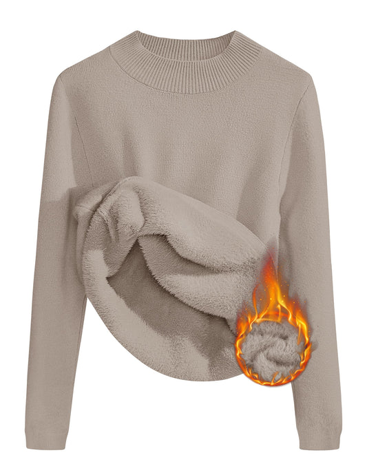 ZESICA Women's Fleece Sherpa Lined Sweater Winter Clothes Oats S