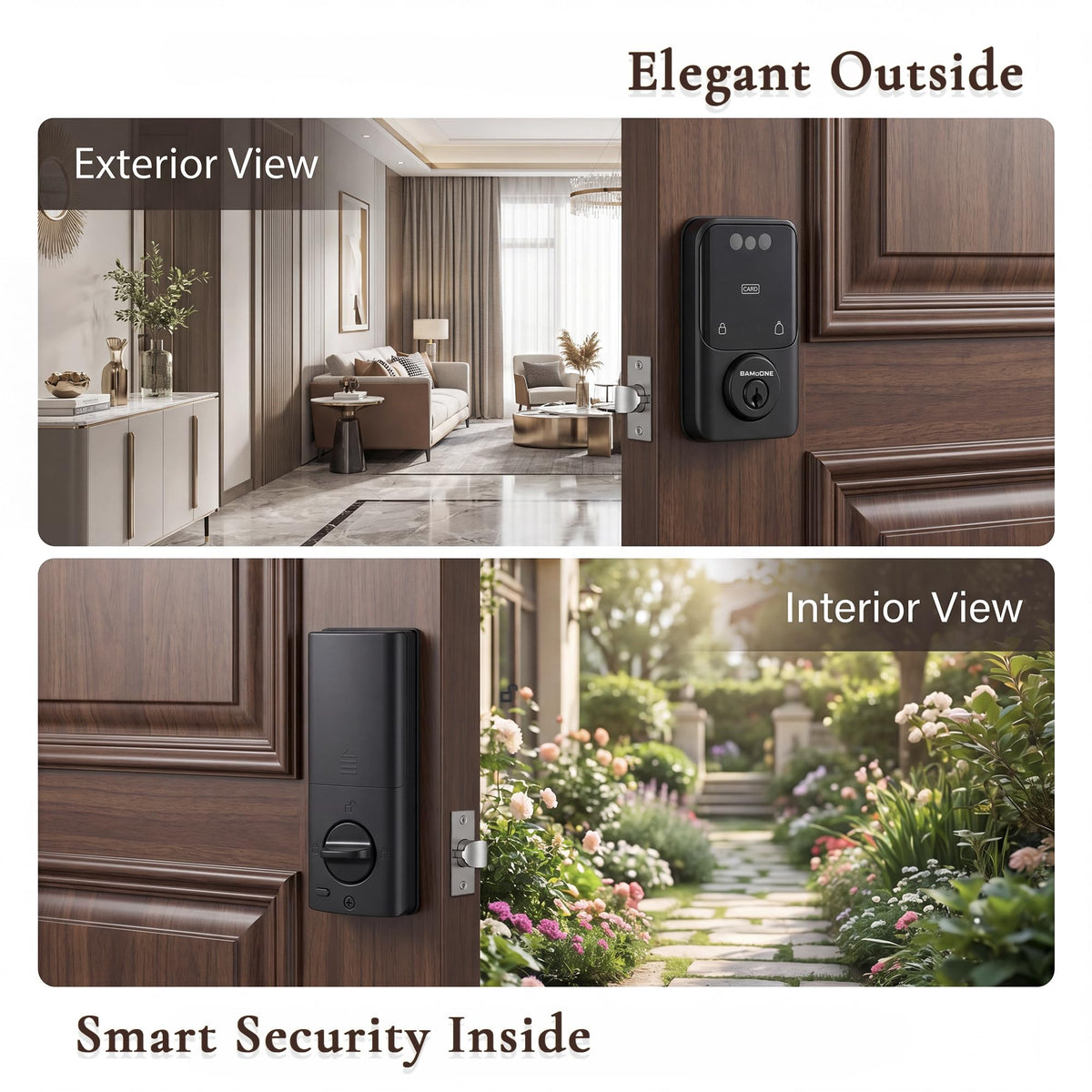 BAMoONE Bluetooth Deadbolt with Face & Palm Vein Recognition, Matte Black