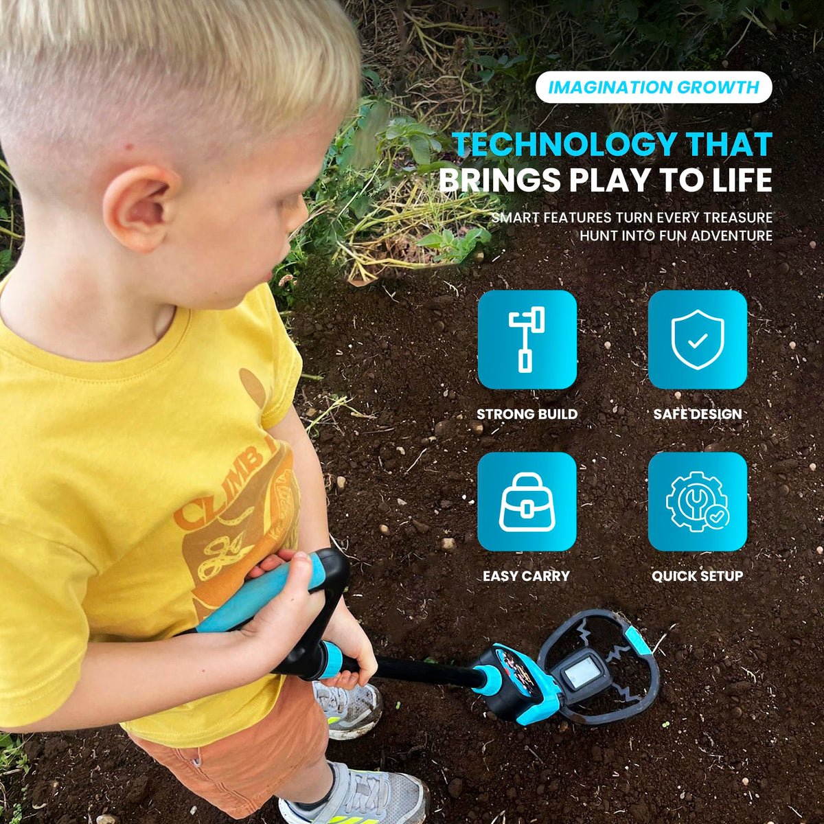 RIPTIC Metal Detector for Kids ��� Lightweight Kids Metal Detector with Adjustable Stem, LED Depth Display, Waterproof Search Coil, Shovel, Rake & Carry Bag ��� Outdoor Treasure