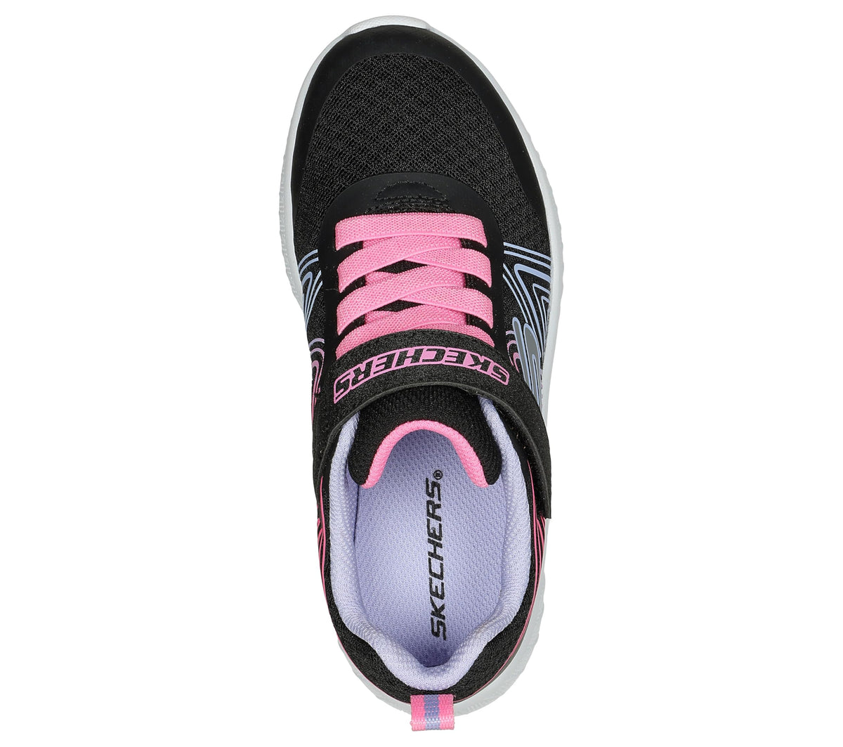 Skechers Unisex-Child Microspec Plus - Swirl Sweet Sneaker, Black/Multi, 2 Little Kid