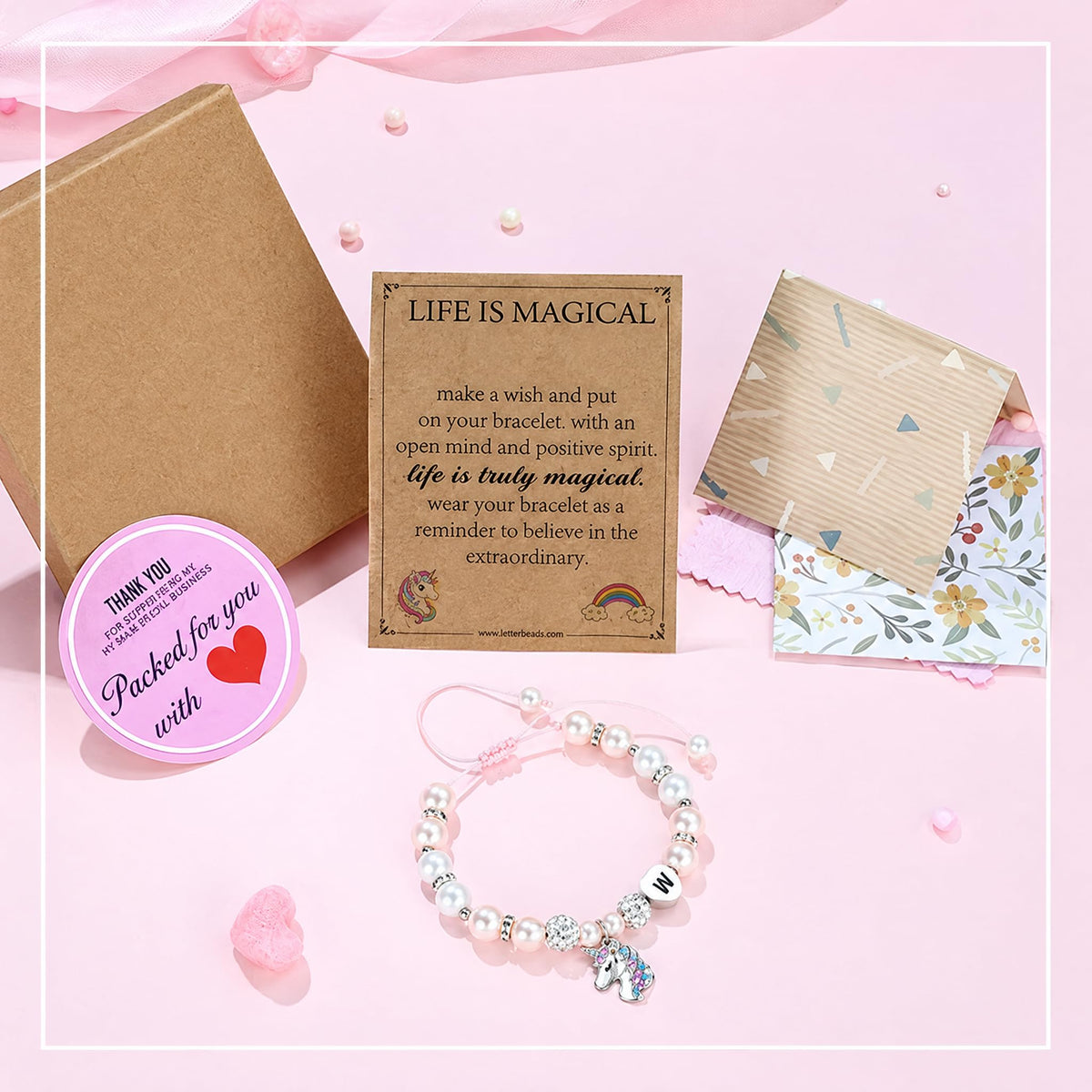 Hidepoo Unicorn Bracelet Birthday Gifts - Heart Initial E Unicorn Jewelry