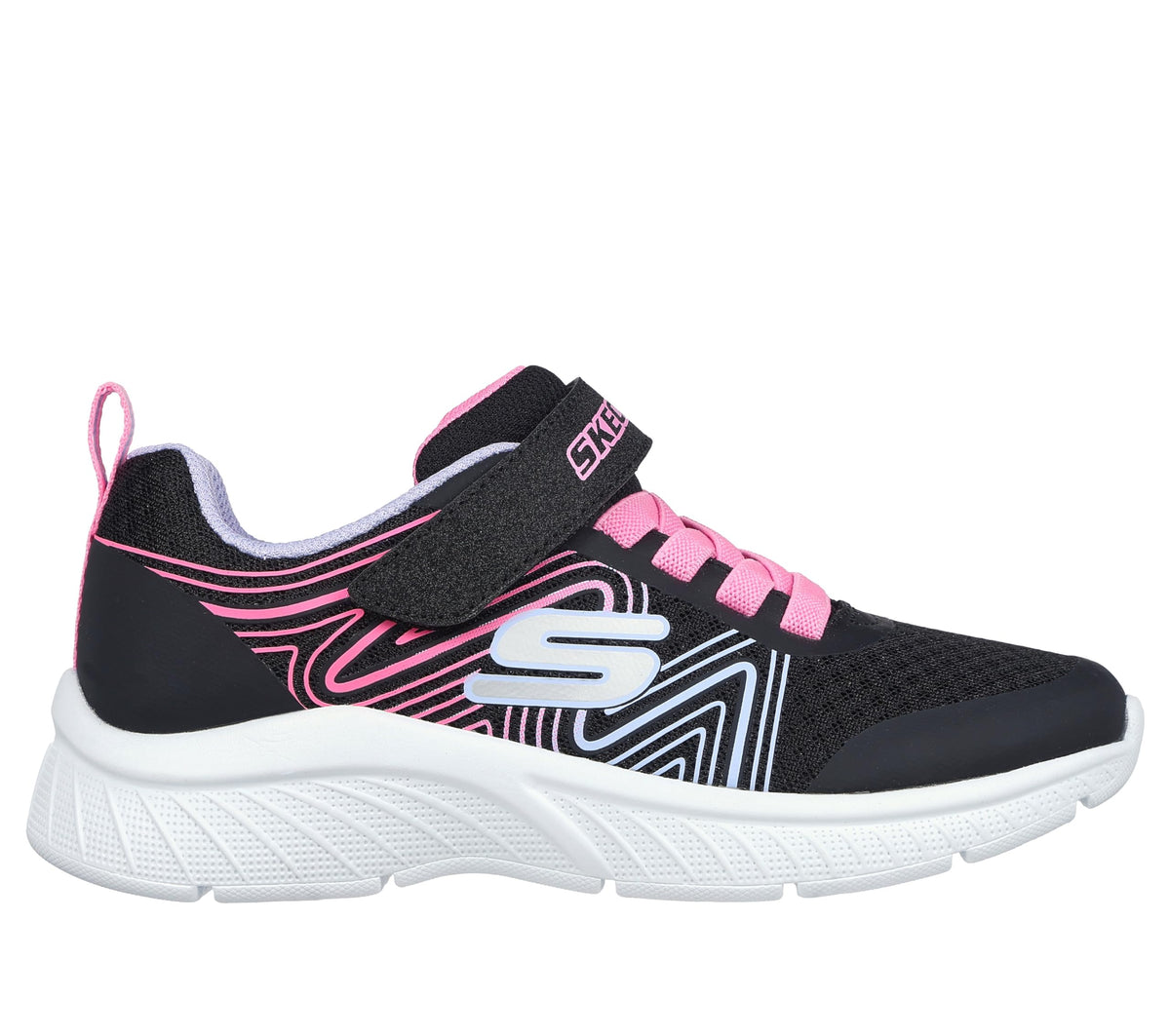Skechers Unisex-Child Microspec Plus - Swirl Sweet Sneaker, Black/Multi, 2 Little Kid