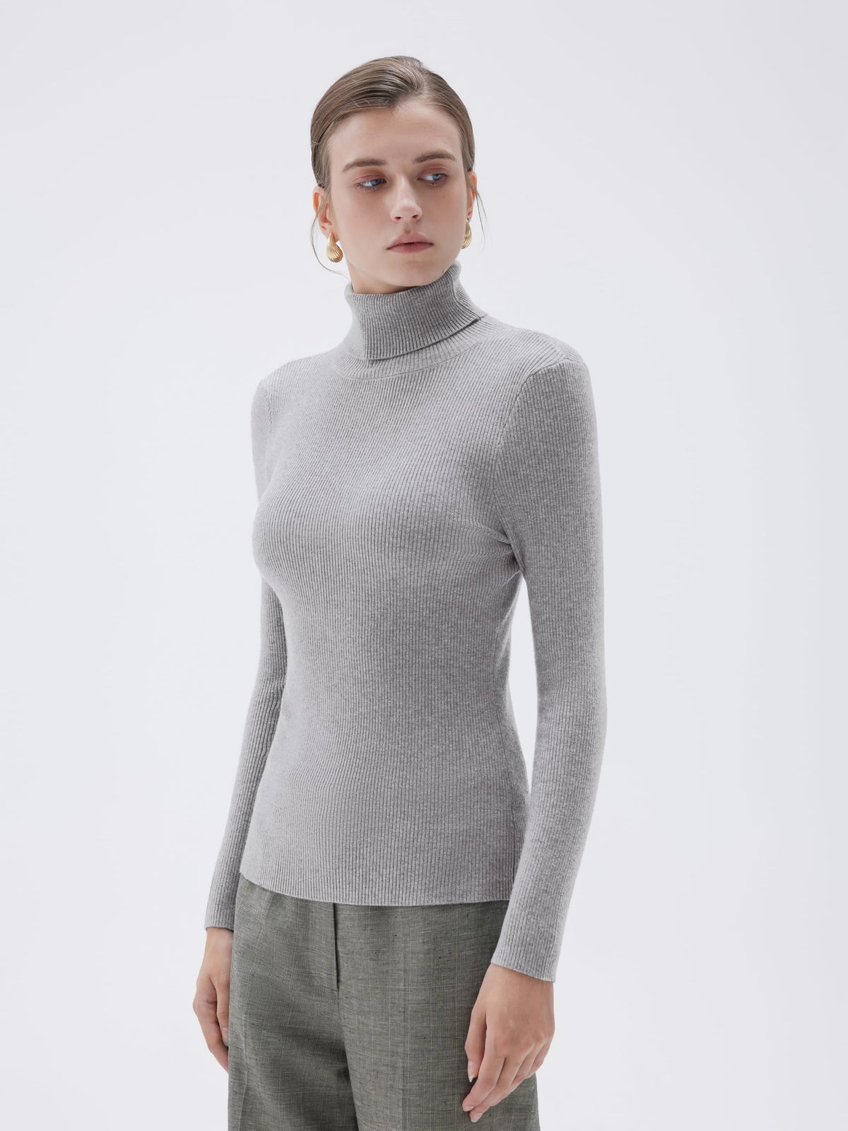 SUUKSESS Women Turtleneck Cashmere Blend Sweater Basic Thermal Tops