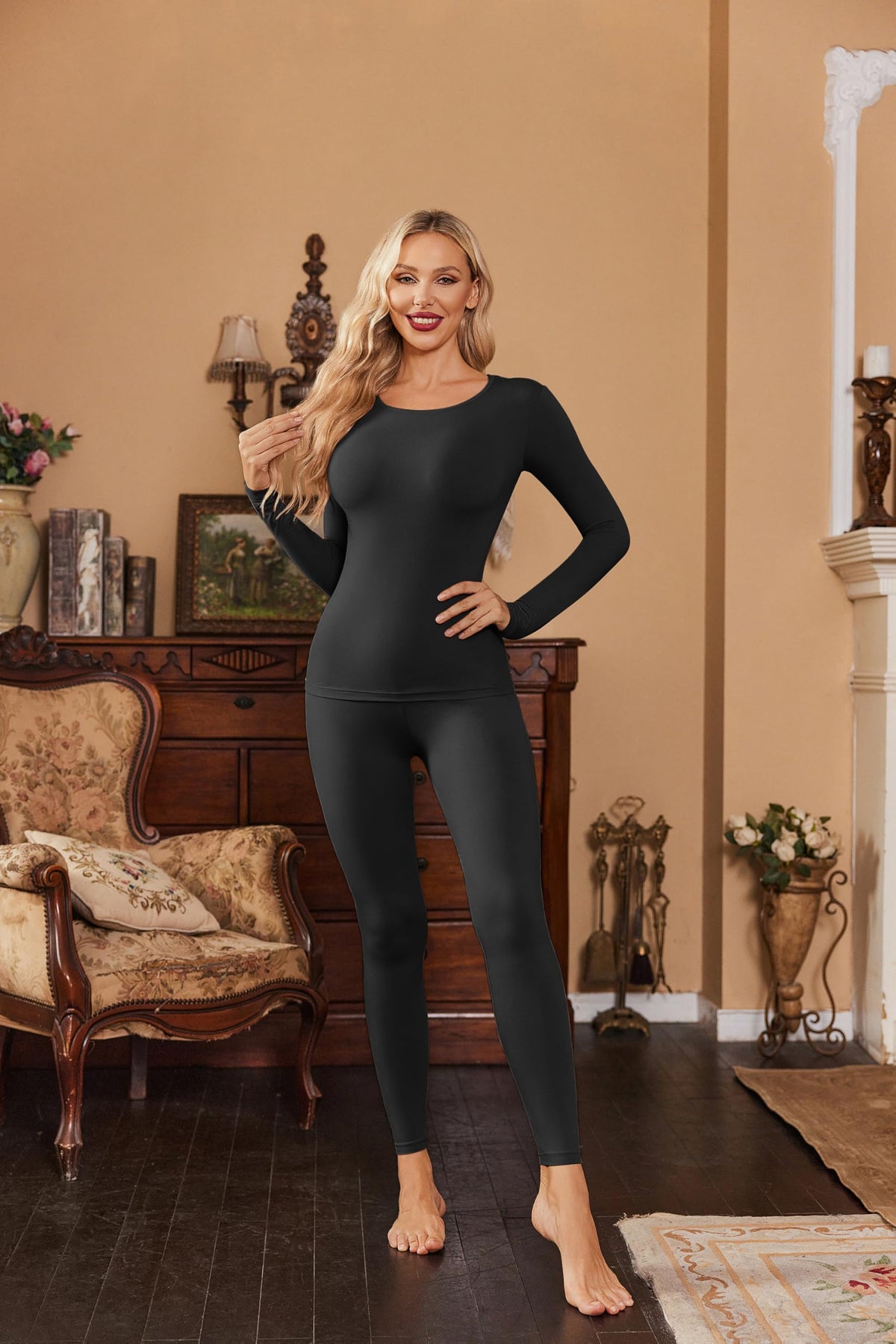 Thermal Underwear for Women Long Johns Base Layer Pajama Pants Sets 3 Pack
