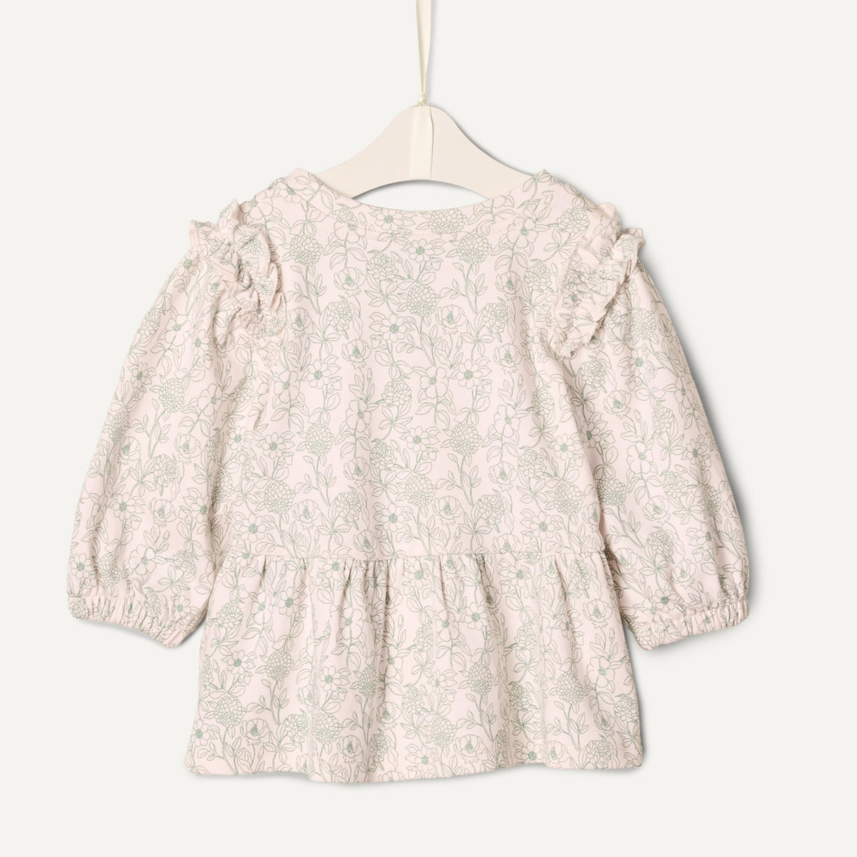Amazon Essentials Baby Girls' Long Sleeve Knit Tops, Pack of 2, Ivory/Sketch Floral, 2T