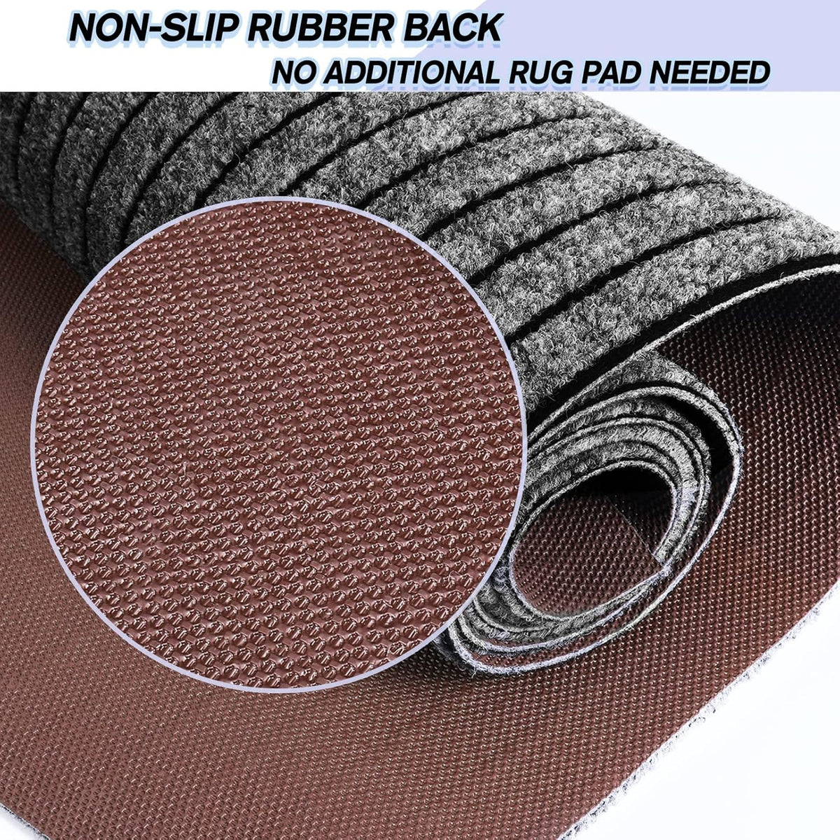 Custom Size Backed Non-Slip Area Rugs Runner, Easy Clean, Waterproof Runner Rugs for Hallway Entryway, Kitchen, Laundry, 3FT x 56FT, Gray Stripe