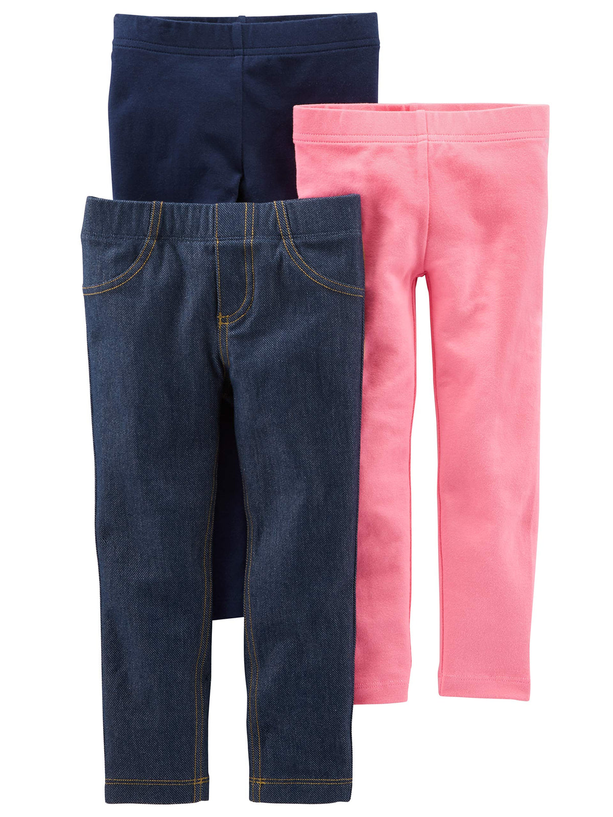 Simple Joys by Carter's Toddler Girls 3-pack Leggings, navy/pink/denim, 3T