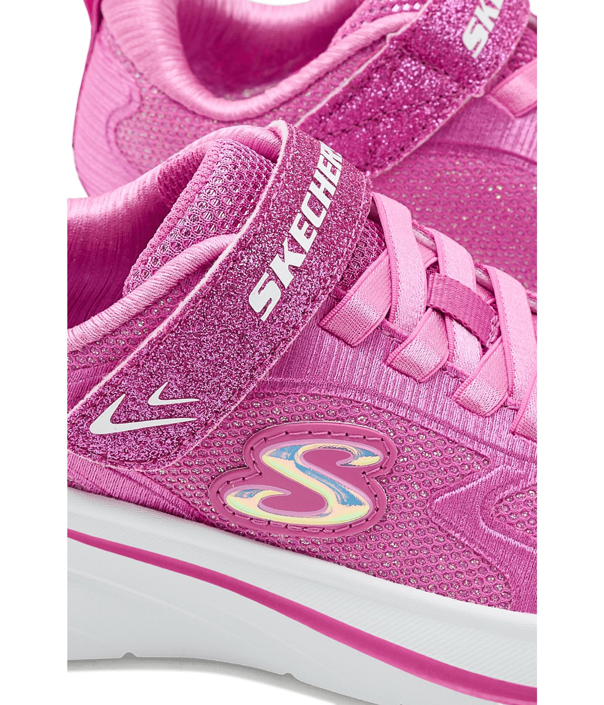 Skechers Wave 92 Tennis Shoes Sparkle Mesh Athletic Sneakers with Adaptive Closure Machine Washable, Hot Pink Textile/Trim, 13